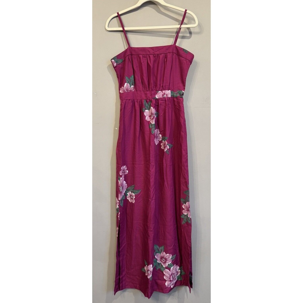 Vintage McInerny Young Hawaii Fuchsia Floral Spaghetti Strap Maxi‎ Dress Med